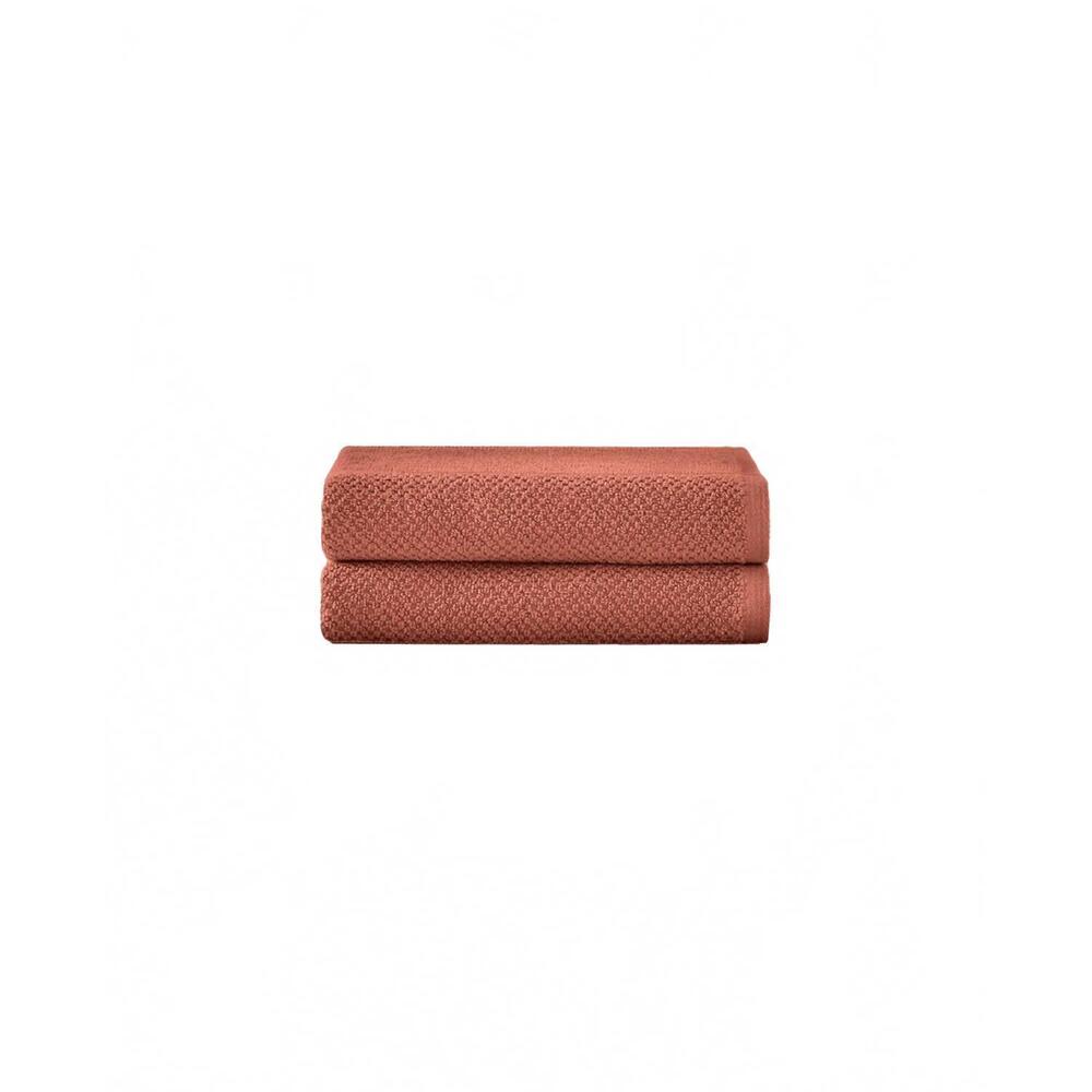 NEW UNDER THE CANOPY textured organic 2 piece hand towel set in terracotta